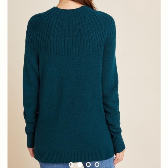 By Anthropologie Welford Tunic Sweater XS Dark Turquoise - Picture 3 of 10